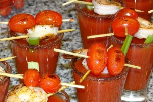 Wholly Roasted Tomato Bloody Mary with Shrimp
