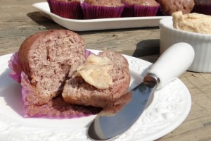 Wild Blackberry Jam Muffins with Cinnamon Butter #Recipe