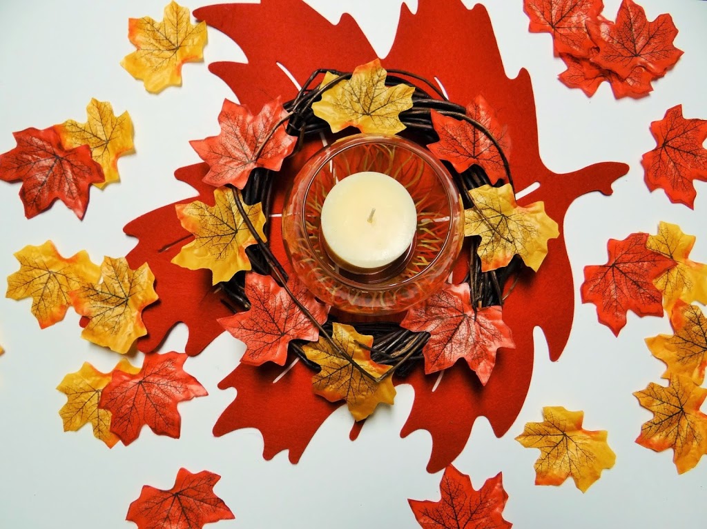Dollar Tree Crafts: Thanksgiving Autumn Leaf Candle Centerpiece #DIY