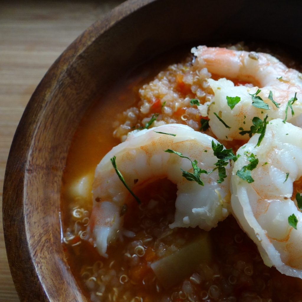 Peruvian Quinoa Soup with Coriander Shrimp Rural Mom